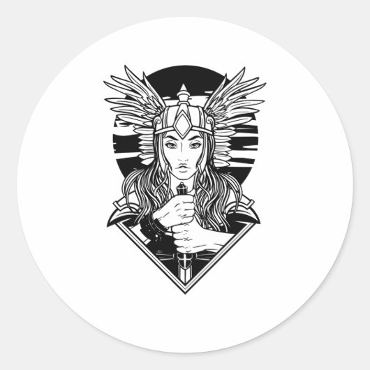 VALKYRIE RONDE STICKER (Voorkant)