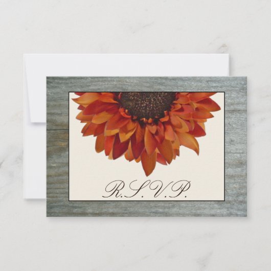 Vall Wedding RSVP - Zonnebloem & Barnwood (Voorkant)