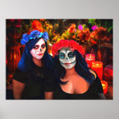 Vallarta Catrinas Bloemen & Kaarsen 1718 Kunstdruk Poster (Voorkant)