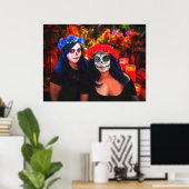 Vallarta Catrinas Bloemen & Kaarsen 1718 Kunstdruk Poster (Thuiskantoor)