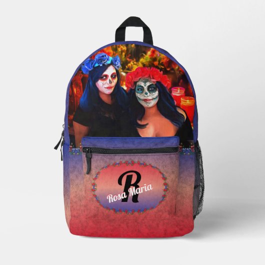 Vallarta Catrinas met bloemen en kaarsen 1718 Bedrukte Rugzak (Voorkant)