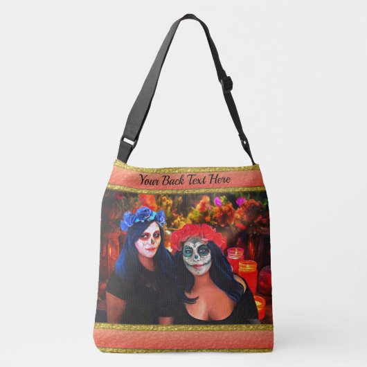 Vallarta Catrinas met bloemen en kaarsen 1718 Crossbody Tas (Achterkant)