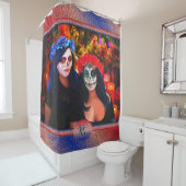 Vallarta Catrinas met bloemen en kaarsen 1718 Douchegordijn (In situ)