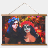 Vallarta Catrinas met bloemen en kaarsen 1718 Hangend Wandkleed (Voorkant)