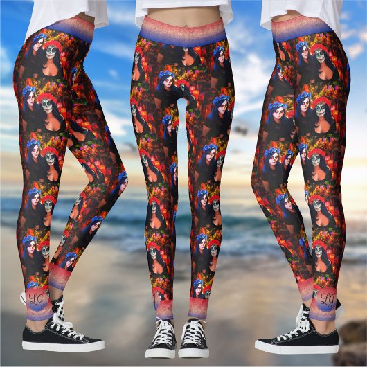 Vallarta Catrinas met bloemen en kaarsen 1718 Leggings