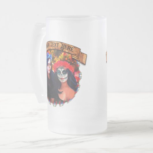 Vallarta Catrinas met bloemen en kaarsen 1718 Matglas Bierpul (Voorkant links)