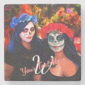 Vallarta Catrinas met bloemen en kaarsen 1718 Stenen Onderzetter (Voorkant)