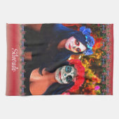 Vallarta Catrinas met bloemen en kaarsen 1718 Theedoek (Horizontaal)