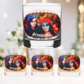 Vallarta Catrinas met bloemen en kaarsen 1718 Whisky Glas