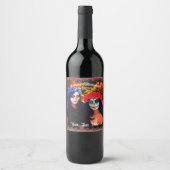 Vallarta Catrinas met bloemen en kaarsen 1718 Wijn Etiket (Voorkant)