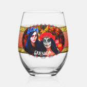 Vallarta Catrinas met bloemen en kaarsen 1718 Wijnglas Zonder Voet (Voorkant)