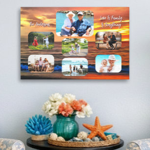Vallarta Sunset Familie Fotocollage 1577 Kunst Canvas Afdruk