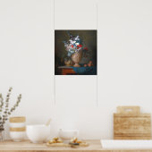 Vallayer-coster — Flowers in vase with peraches Poster (Keuken)