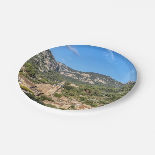 Valldemossa, oud dorp Mallorca, Spanje Papieren Bordje (Gekanteld)