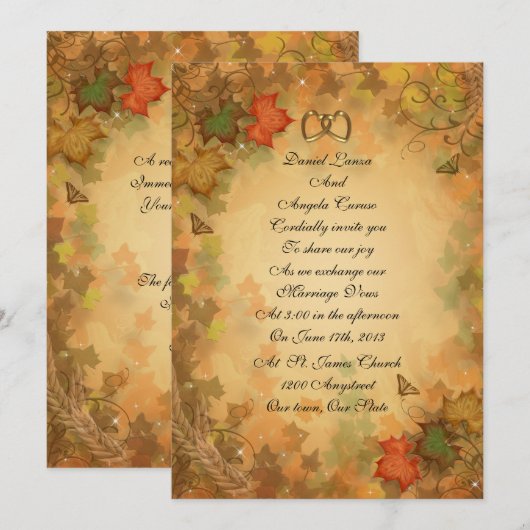 Valle bladeren bruiloft Uitnodiging (Voorkant / Achterkant)