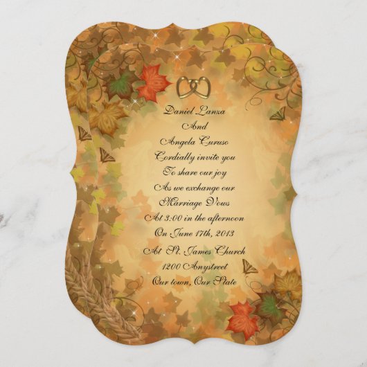 Valle bladeren bruiloft Uitnodiging (Voorkant / Achterkant)