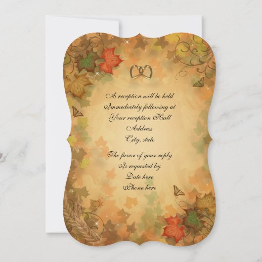 Valle bladeren bruiloft Uitnodiging (Achterkant)