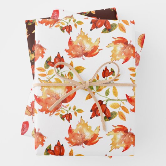 Valle bladeren en bessen Thanksgiving feestdag Inpakpapier Vel (In situ)