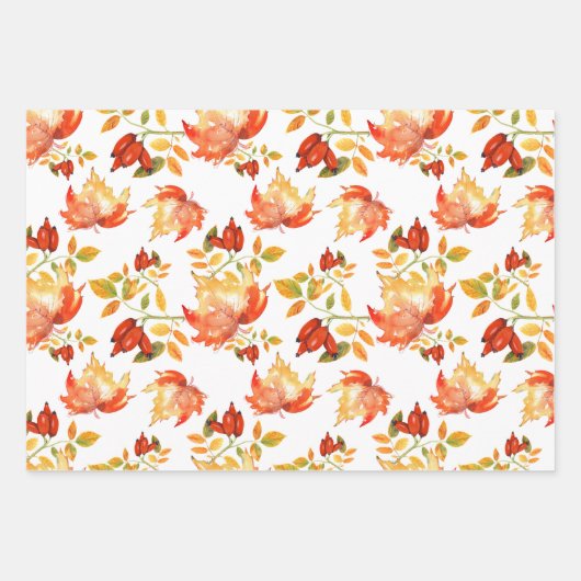 Valle bladeren en bessen Thanksgiving feestdag Inpakpapier Vel (Voorkant)