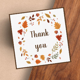 Valle bladeren en eikels in de herfst Dank u bruin Vierkante Visitekaartje