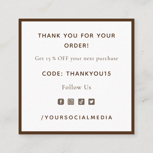 Valle bladeren en eikels in de herfst Dank u bruin Vierkante Visitekaartje (Achterkant)