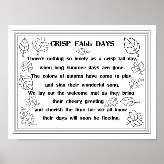 Valle bladeren en gedicht Poster (Voorkant)