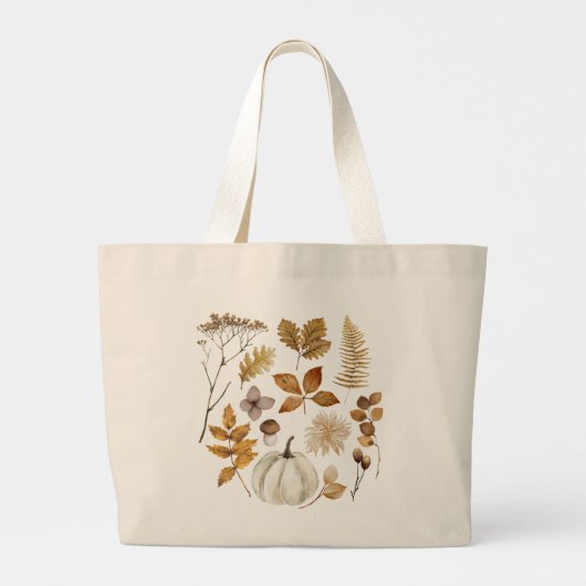 Valle bladeren en pompoen grote tote bag (Achterkant)
