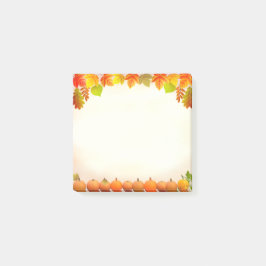 Valle bladeren en pompoenen op scrollen post-it® notes