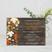 Valle bladeren Rustic Barn Wood Fall Wedding Invit Kaart (Staand voorkant)