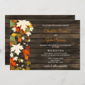 Valle bladeren Rustic Barn Wood Fall Wedding Invit Kaart (Voorkant / Achterkant)