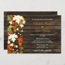 Valle bladeren Rustic Barn Wood Fall Wedding Invit