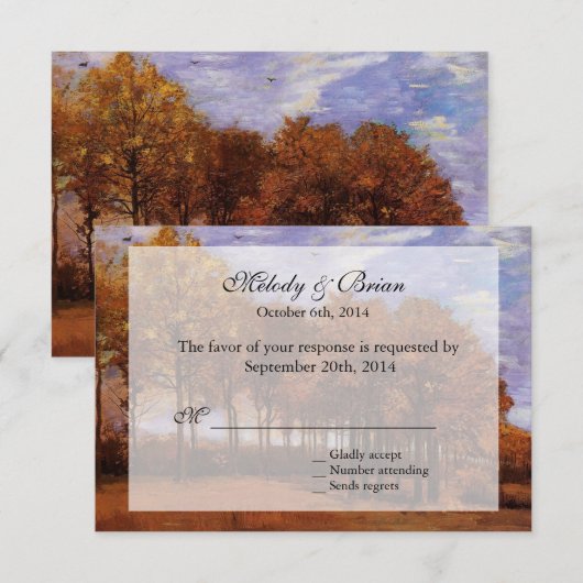 Valle bruiloft RSVP-uitnodigingen. Autumn Landscha RSVP Kaartje (Voorkant / Achterkant)