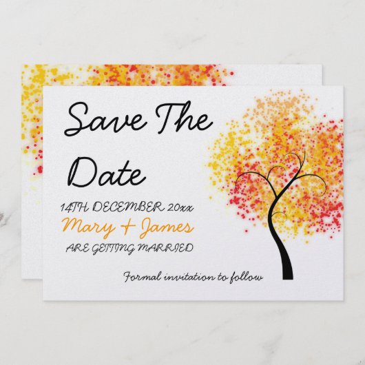 Valle bruiloft Zwirly Boom "Save the Date" Save The Date (Voorkant / Achterkant)