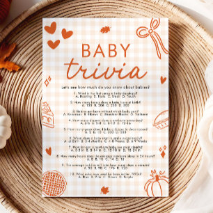 Valle Hand Getekende Baby Shower Baby Trivia Spel Kaart