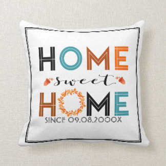 Valle kleuren-Home Sweet Holme-tekst Kussen