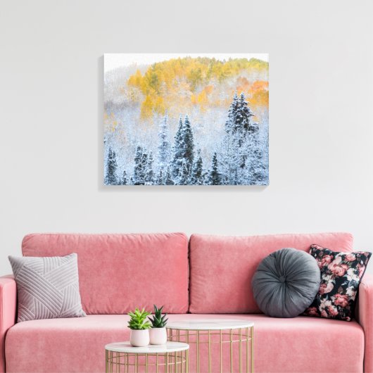 Valle kleuren van espennen en vers sneeuwbalpas canvas afdruk (Insitu (Woonkamer))