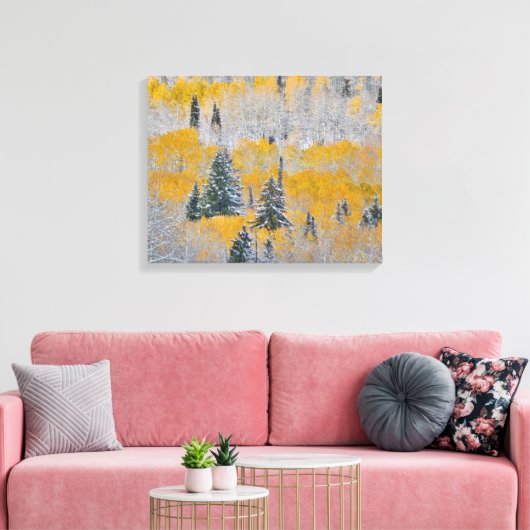 Valle kleuren van espennen en vers sneeuwbalpas canvas afdruk (Insitu (Woonkamer))