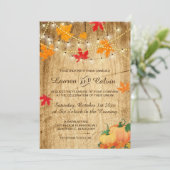 Valle trouwuitnodiging met bladeren en pompoenen kaart (Staand voorkant)