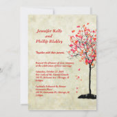 Valle trouwuitnodigingen/rode paarse bladeren kaart (Achterkant)