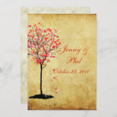 Valle trouwuitnodigingen/rode paarse bladeren kaart (Voorkant / Achterkant)