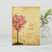 Valle trouwuitnodigingen/rode paarse bladeren kaart (Staand voorkant)