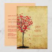 Valle trouwuitnodigingen/rode paarse bladeren kaart (Voorkant / Achterkant)