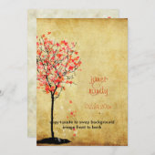 Valle trouwuitnodigingen/rode paarse bladeren kaart (Voorkant / Achterkant)