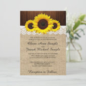 Valle weddenschappen met zonnebloem en kant kaart (Staand voorkant)