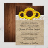 Valle weddenschappen met zonnebloem en kant kaart (Voorkant / Achterkant)