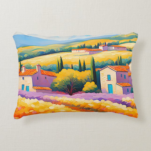 "Vallée Florale" Breed landschap Provence Accent Kussen (Voorkant)