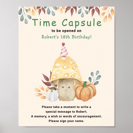 Vallei cute paddenstoel Tijdcapsule 1e verjaardag Poster (Voorkant)