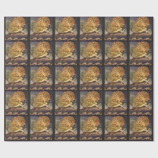  vallei, kleine zeemeermin in oceaankoraal cadeaupapier (Vlak)