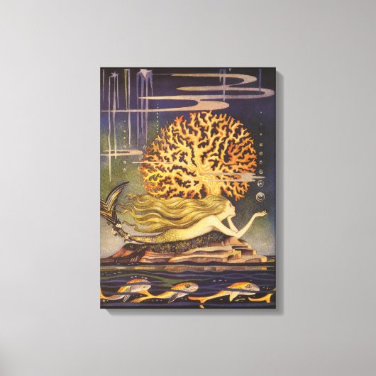  vallei, kleine zeemeermin in oceaankoraal canvas afdruk (Voorkant)