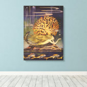  vallei, kleine zeemeermin in oceaankoraal canvas afdruk (Insitu (Houten vloer))